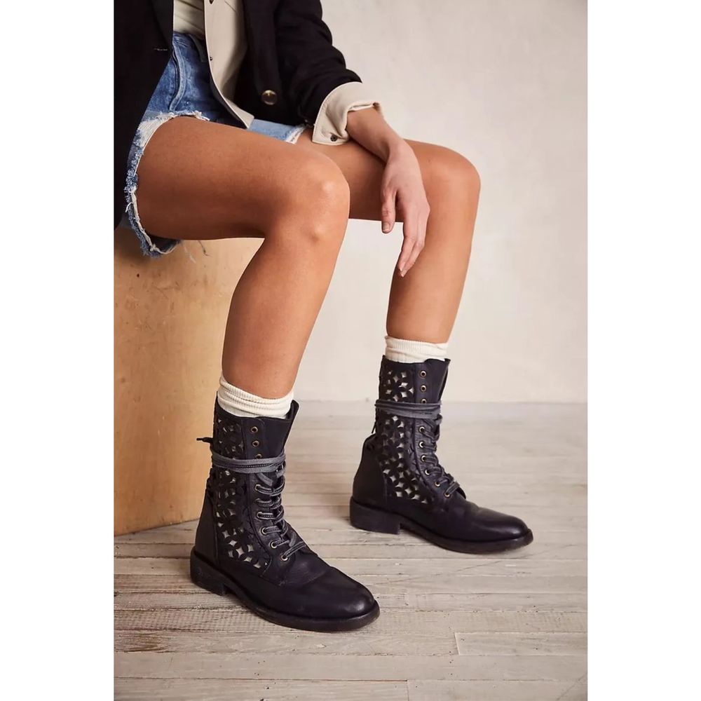 New Free People Flower Power Lace Up Boots Size Eu 38